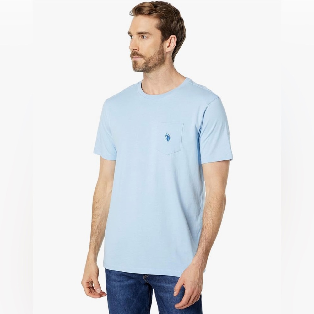 U.S. Polo Assn. Solid Crew Neck Pocket T-Shirt Open Air Blue LG